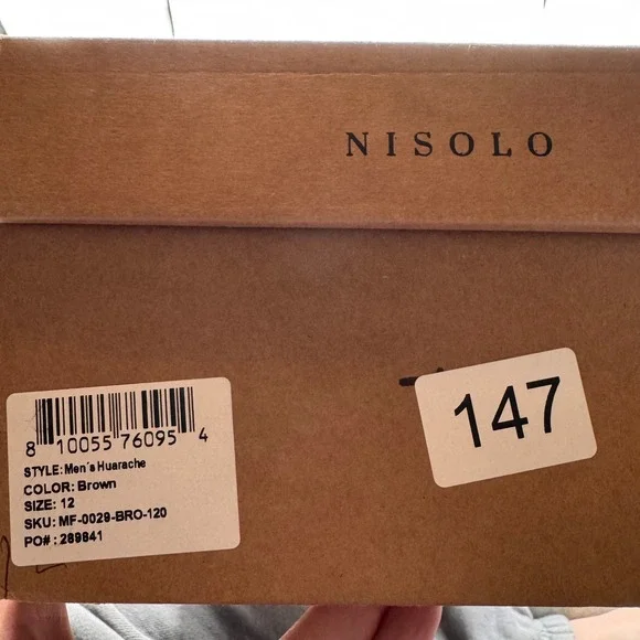 Nisolo‎ Men's 12 Huarache Sandals Brown Leather Woven Slip On New in Box